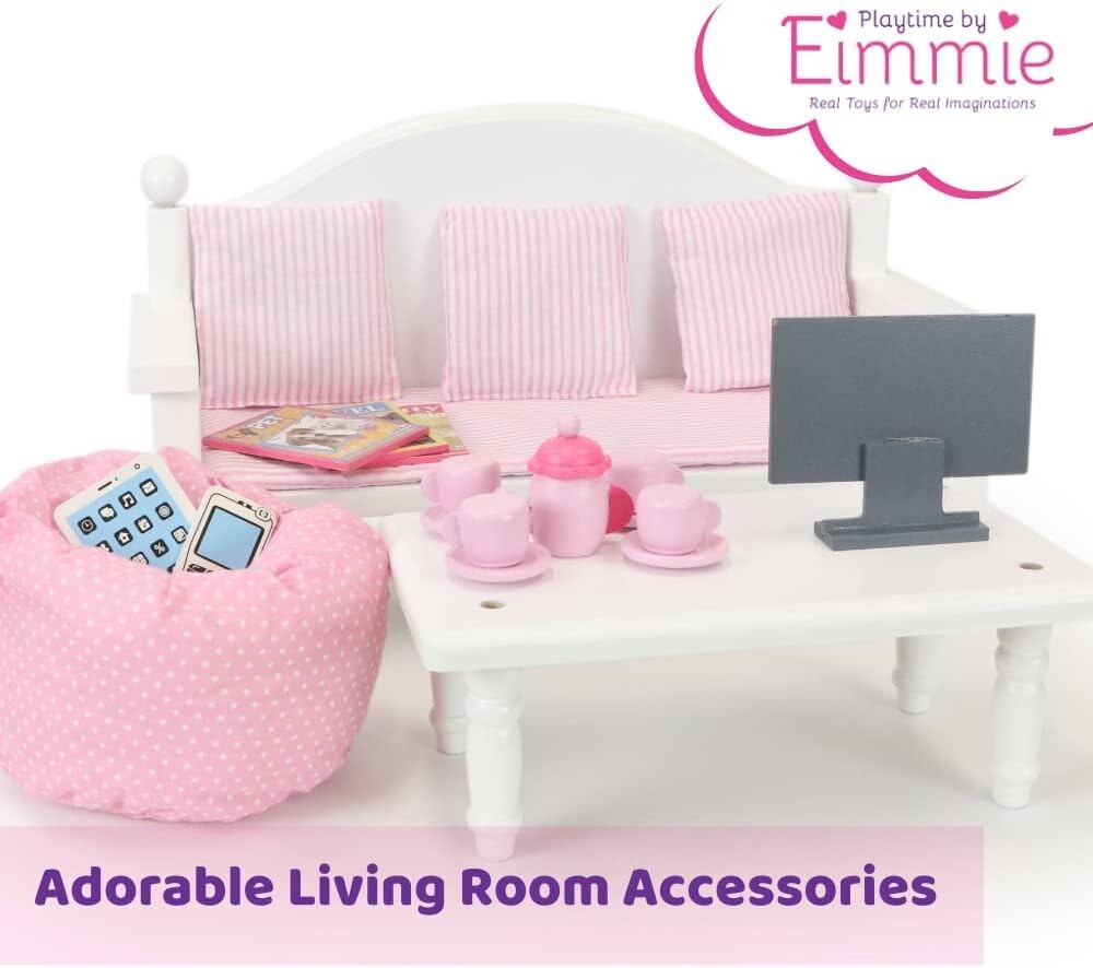 Durable Doll Furniture Set for 14-18" Dolls - Couch, Table & Play Accessories