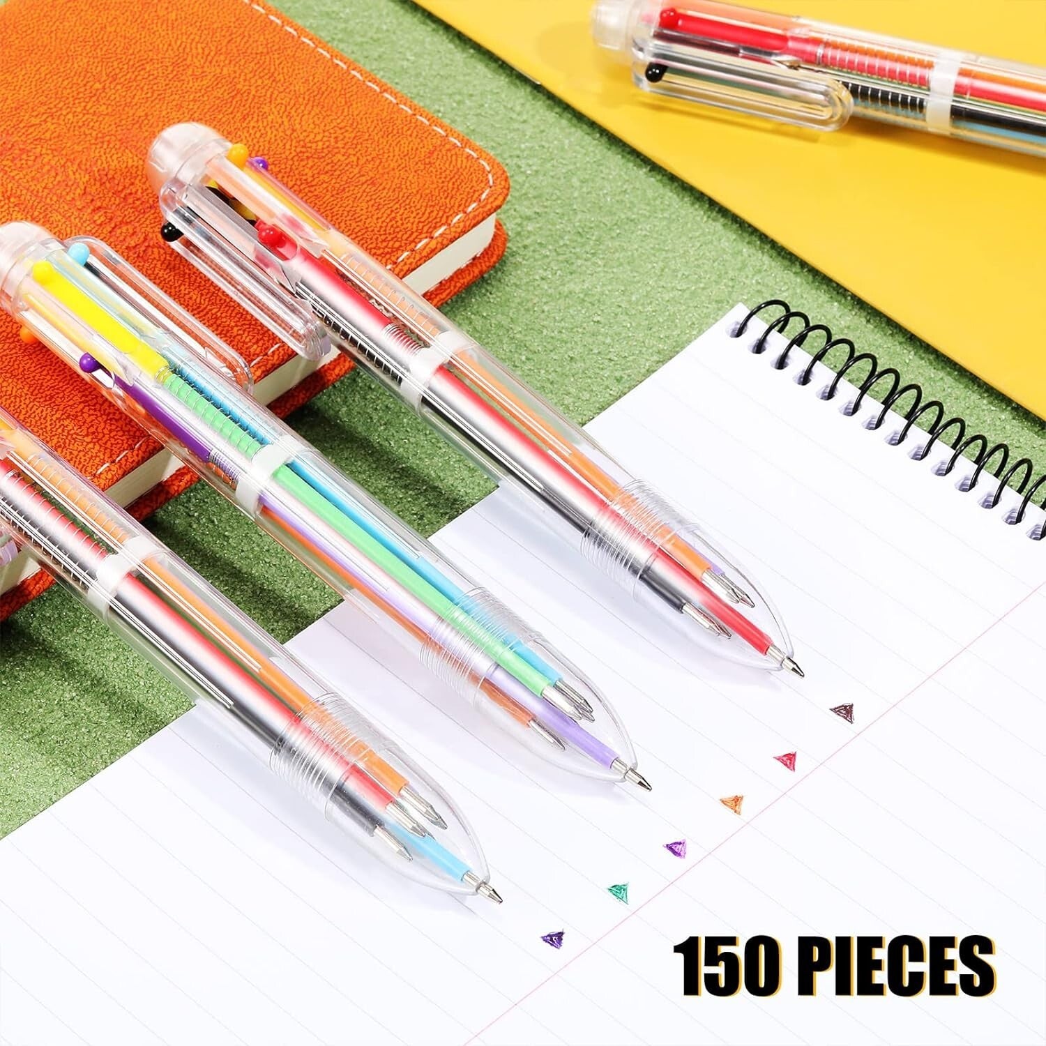 150-Piece 6-in-1 Multicolor Retractable Ballpoint Pens - Fun for School & Office