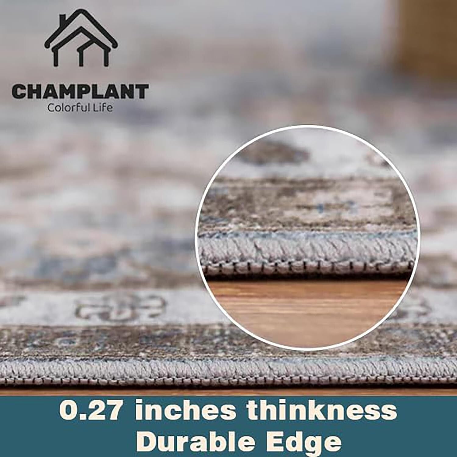 Ultra-Thin 9x12 Boho Area Rug - Pet & Kid Friendly for Effortless Elegance