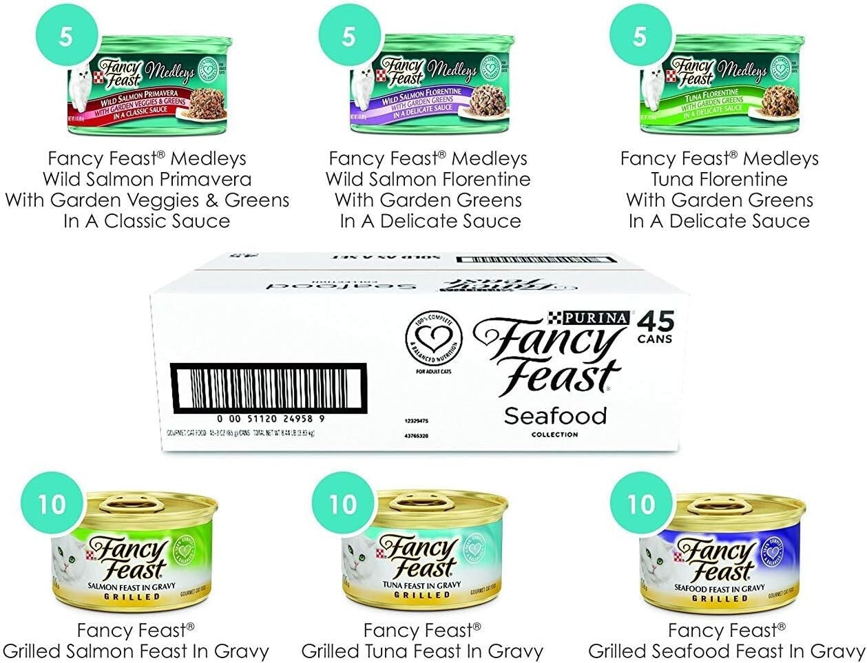 Premium Seafood Variety Pack - Purina Wet Cat Food (45 Cans of Delight)