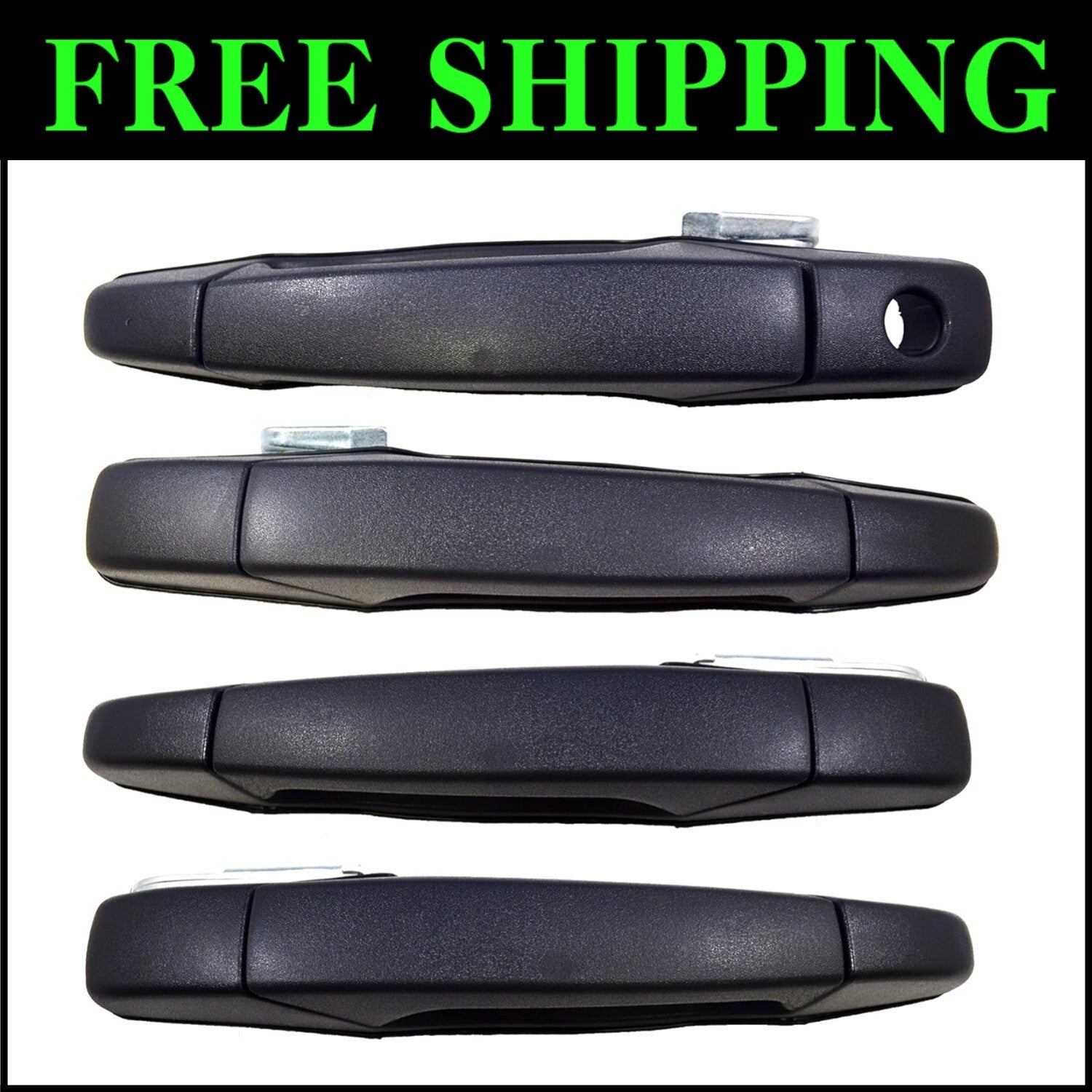 Textured Black Exterior Door Handle Set – 4 Durable Handles for Easy Install