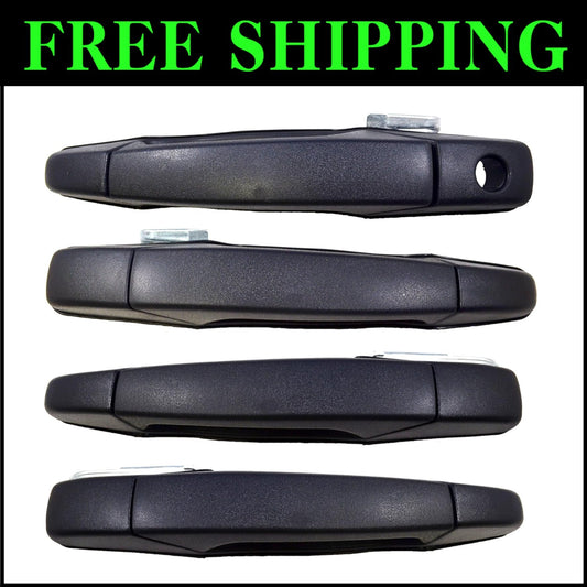 Textured Black Exterior Door Handle Set – 4 Durable Handles for Easy Install