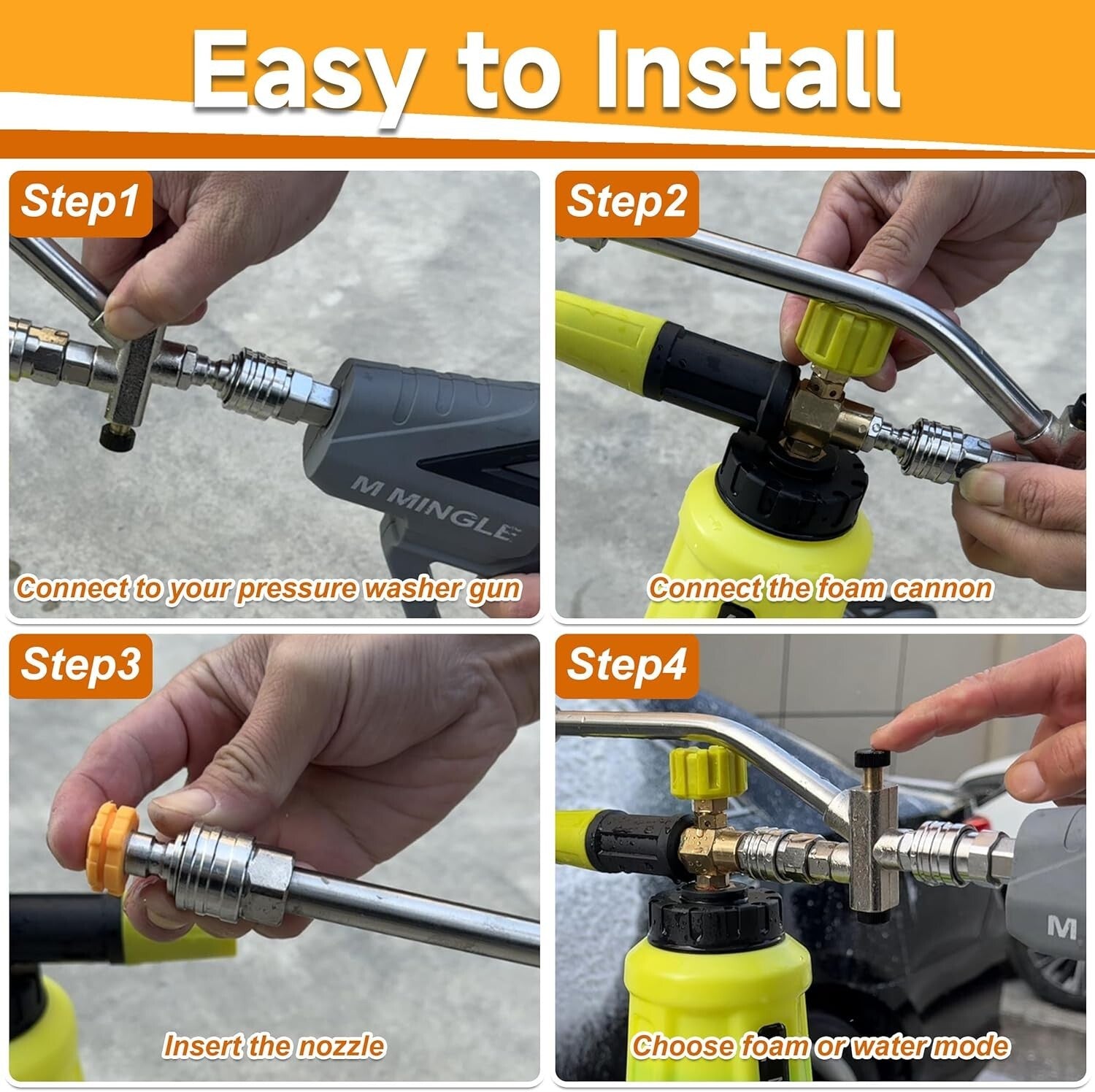 Durable High-Pressure Washer Gun and Foam Cannon Dual Connector Accessory