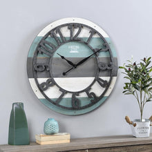 Load image into Gallery viewer, Large Teal Rustic Farmhouse Wall Clock - 27" Analog Decor for Living Spaces