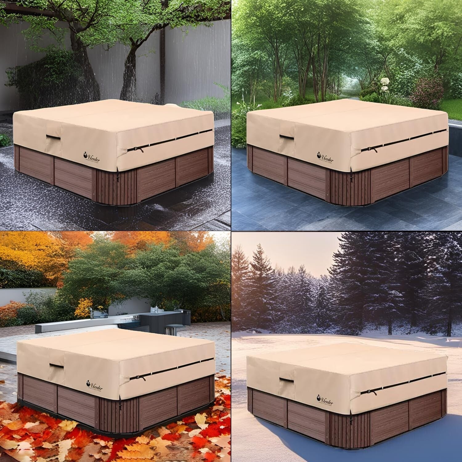 Durable Outdoor Hot Tub Cover - 83" Fit - Waterproof Protection for All Seasons