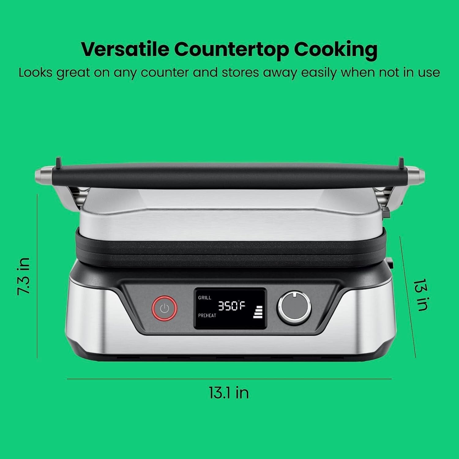 5-in-1 Stainless Steel Panini Press and Indoor Grill - 180° Versatile Cooking