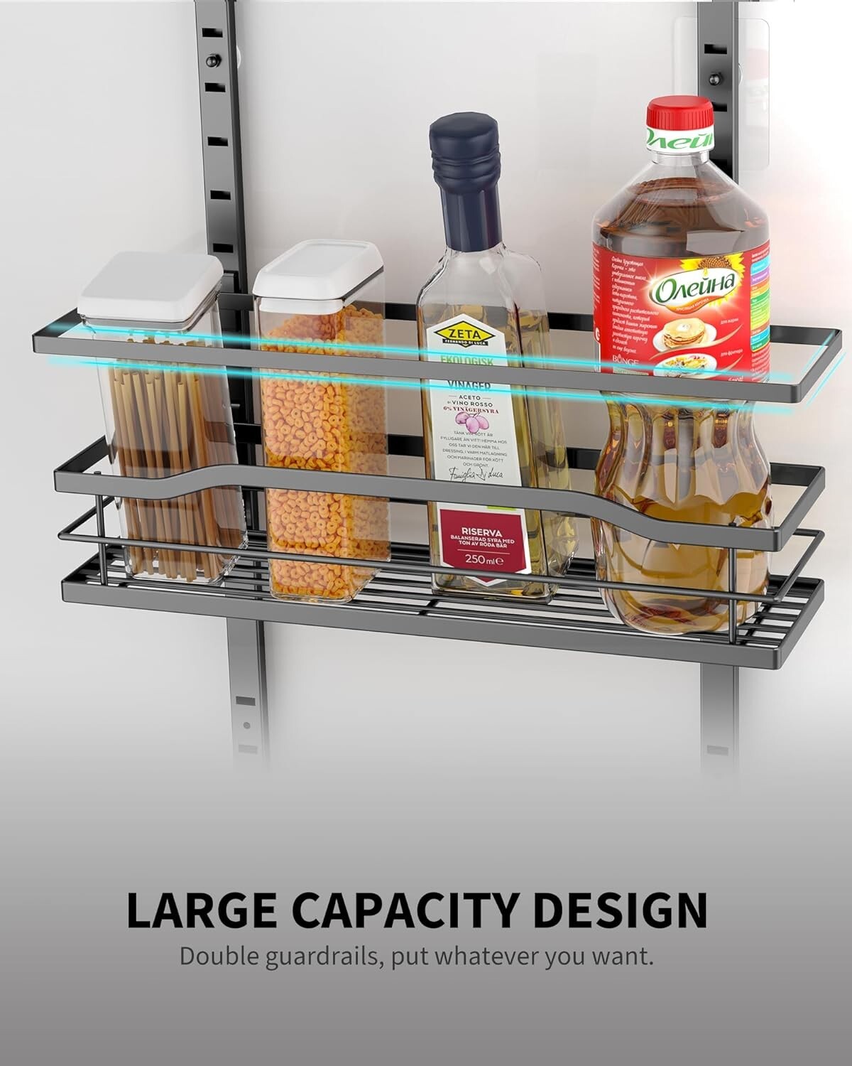 Adjustable Black Metal Pantry Organizer - 6 Layers for Kitchen & Home Essentials