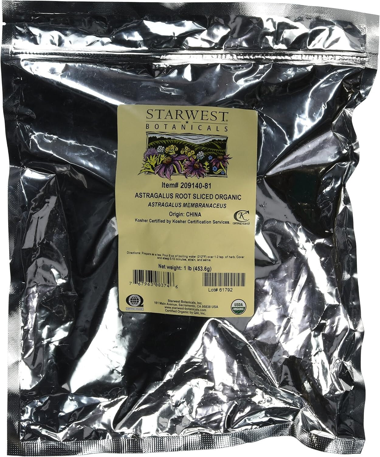 1 Pound Organic Astragalus Membranaceus Root Slices for Energy & Wellness