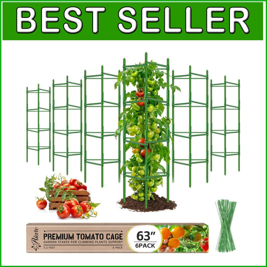Versatile Garden Tomato Cages - Heavy-Duty 6 Pack for Customizable Plant Support