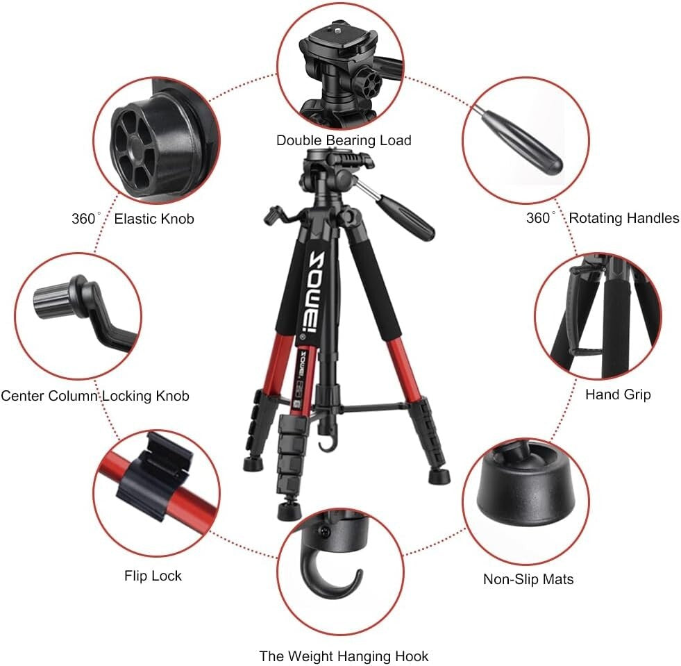 Premium 74-Inch Aluminum Tripod for Cameras & Smartphones - Perfect for Vlogging