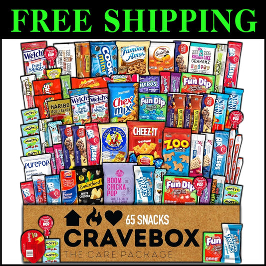 65-Piece Snack Sampler Box - Perfect for Kids, Adults, and Father’s Day Gifts!