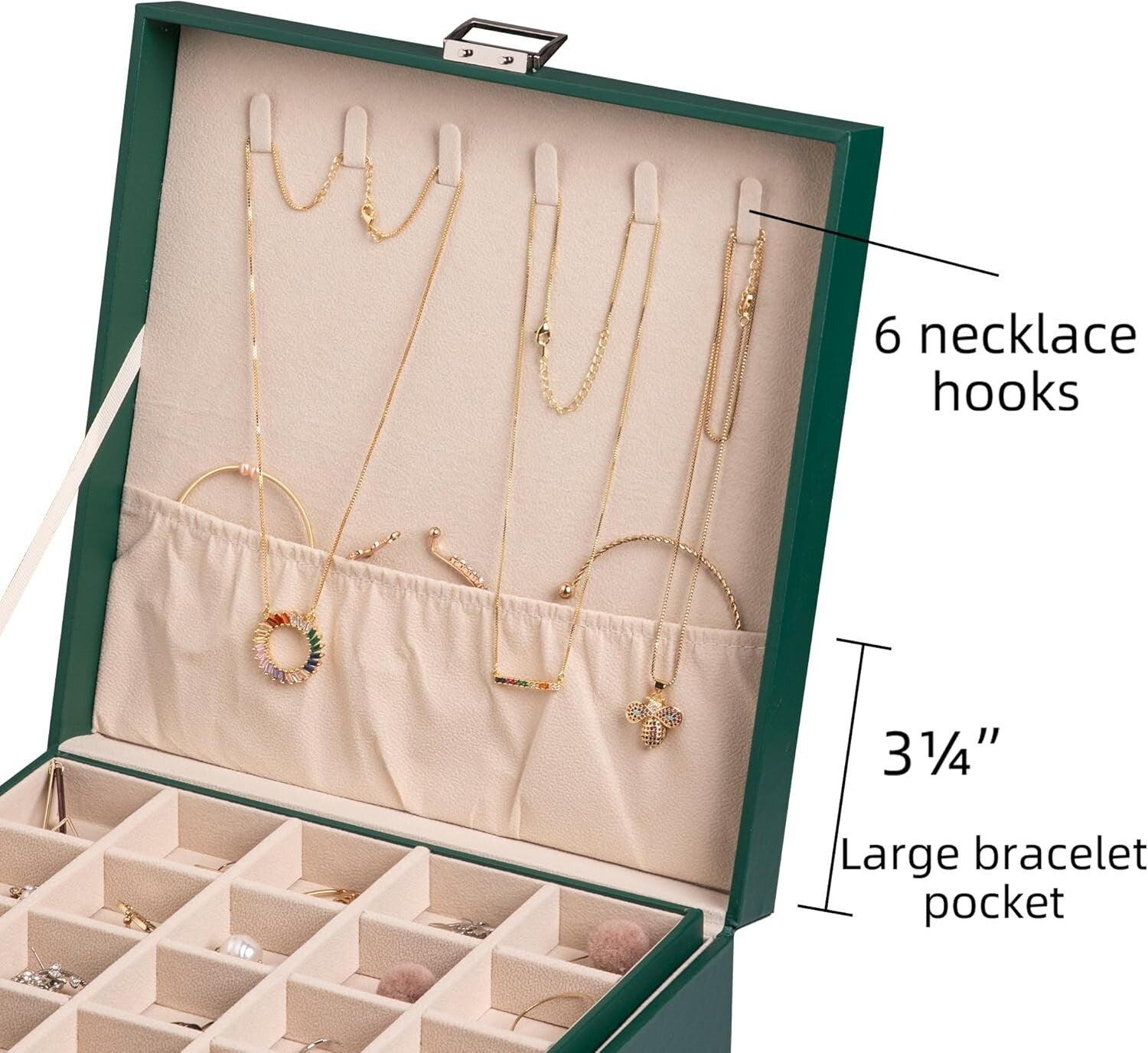 Stylish Dustproof Jewelry Case with 50 Slots for Earrings, Necklaces & Bracelets