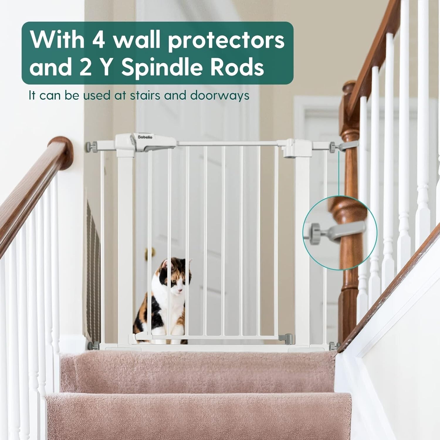 Sturdy Pressure Mounted Baby/Dog Barrier - Easy Install 24'' Walk-Thru Design