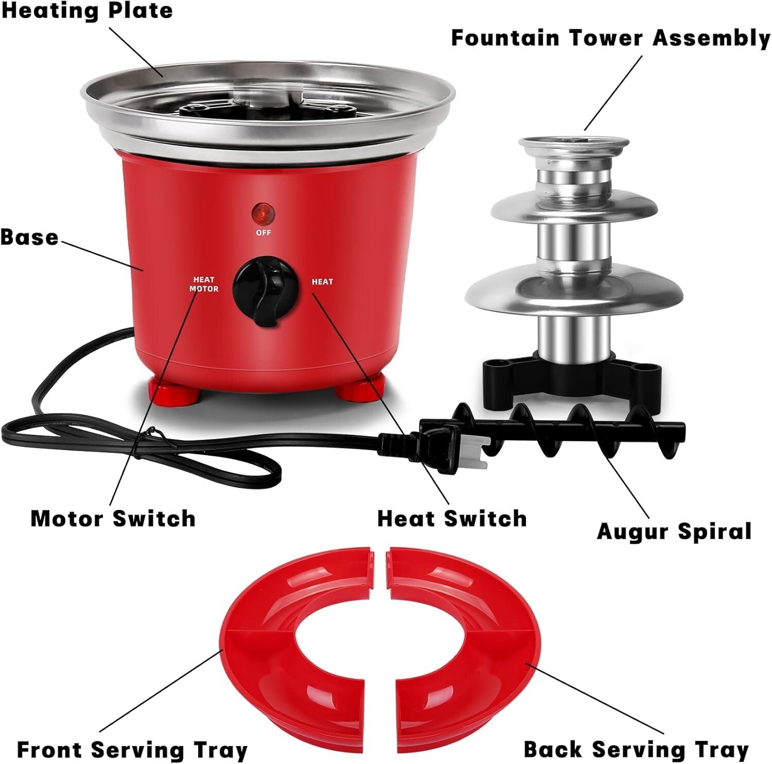 16oz Mini Chocolate Fondue Fountain - Perfect for Parties with Serving Tray
