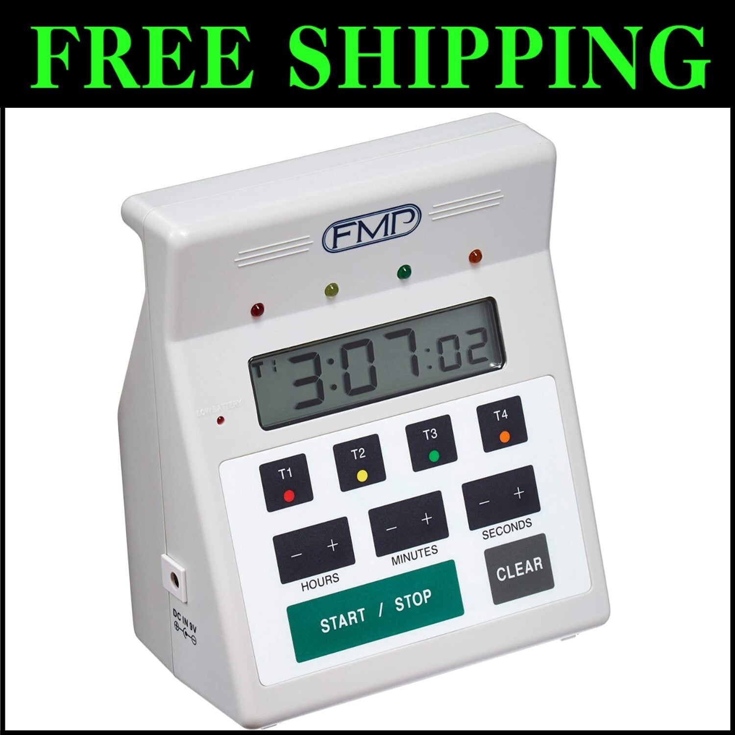 4-in-1 Commercial Kitchen Countdown Timer with Large LCD - Wall Mount & Portable