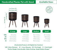 Load image into Gallery viewer, Stylish 12-Inch Fiberclay Planter Pot with Wooden Legs - Bronze/Black Finish
