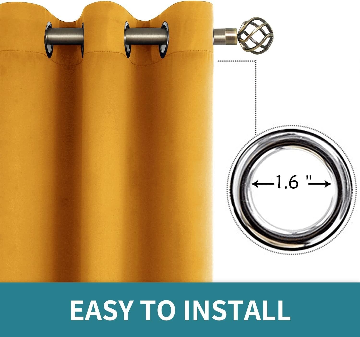 Stylish Room Darkening Drapes - 84 Inch Grommet Curtains in Warm Mustard Yellow
