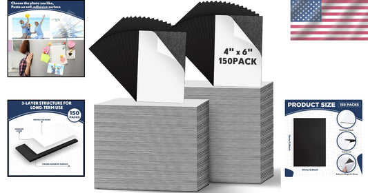 Adhesive Backing Magnetic Sheets 4x6 - Perfect for Photos & Crafts (150 Pcs)