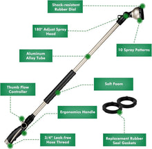 Load image into Gallery viewer, Ergonomic 36” Garden Hose Wand - Zinc Alloy with Thumb Control &amp; 10 Patterns