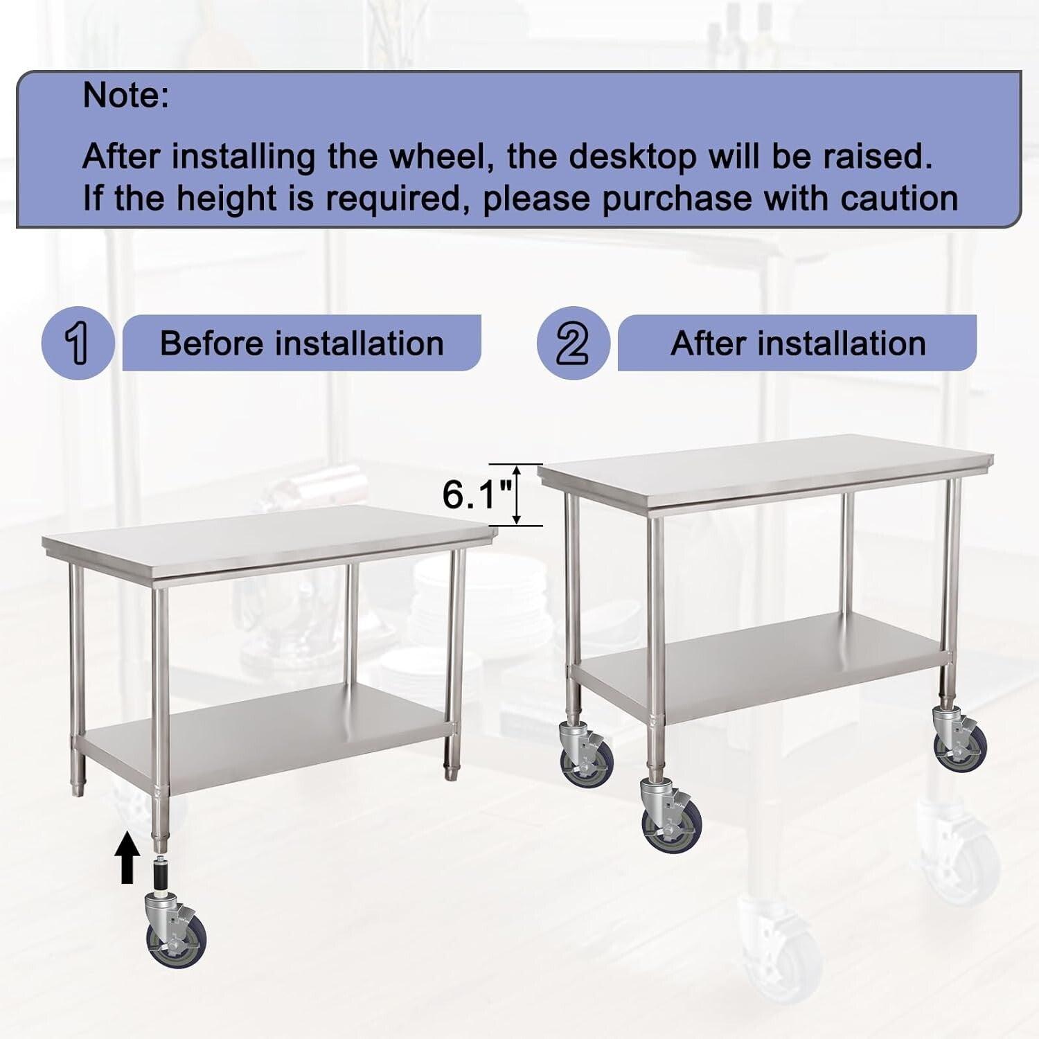 Adjustable 5-Inch Stem Caster Wheels Set for Easy Table Mobility and Height Lift