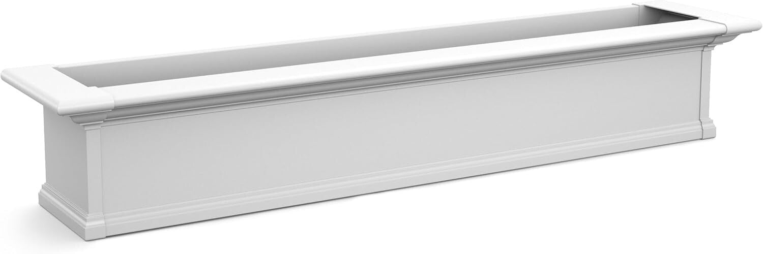 Lightweight 48 Inch White Window Box with Built-In Reservoir for Thriving Plants
