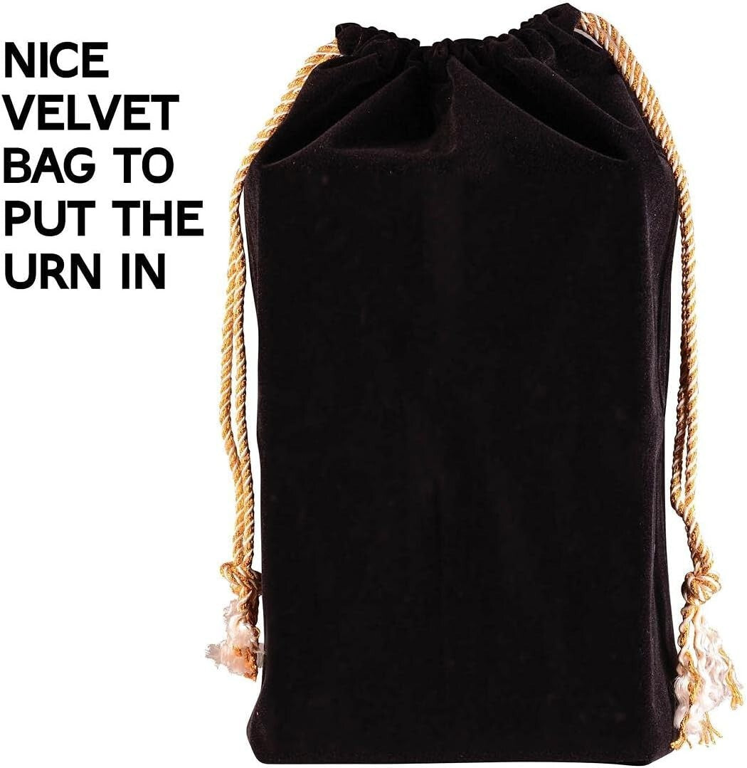 Intricate Engraved Rosewood Urn for Ashes - Memorial for Adults with Velvet Bag