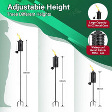 Load image into Gallery viewer, Elegant Black Metal Citronella Torches - Adjustable Height for Outdoor Ambiance