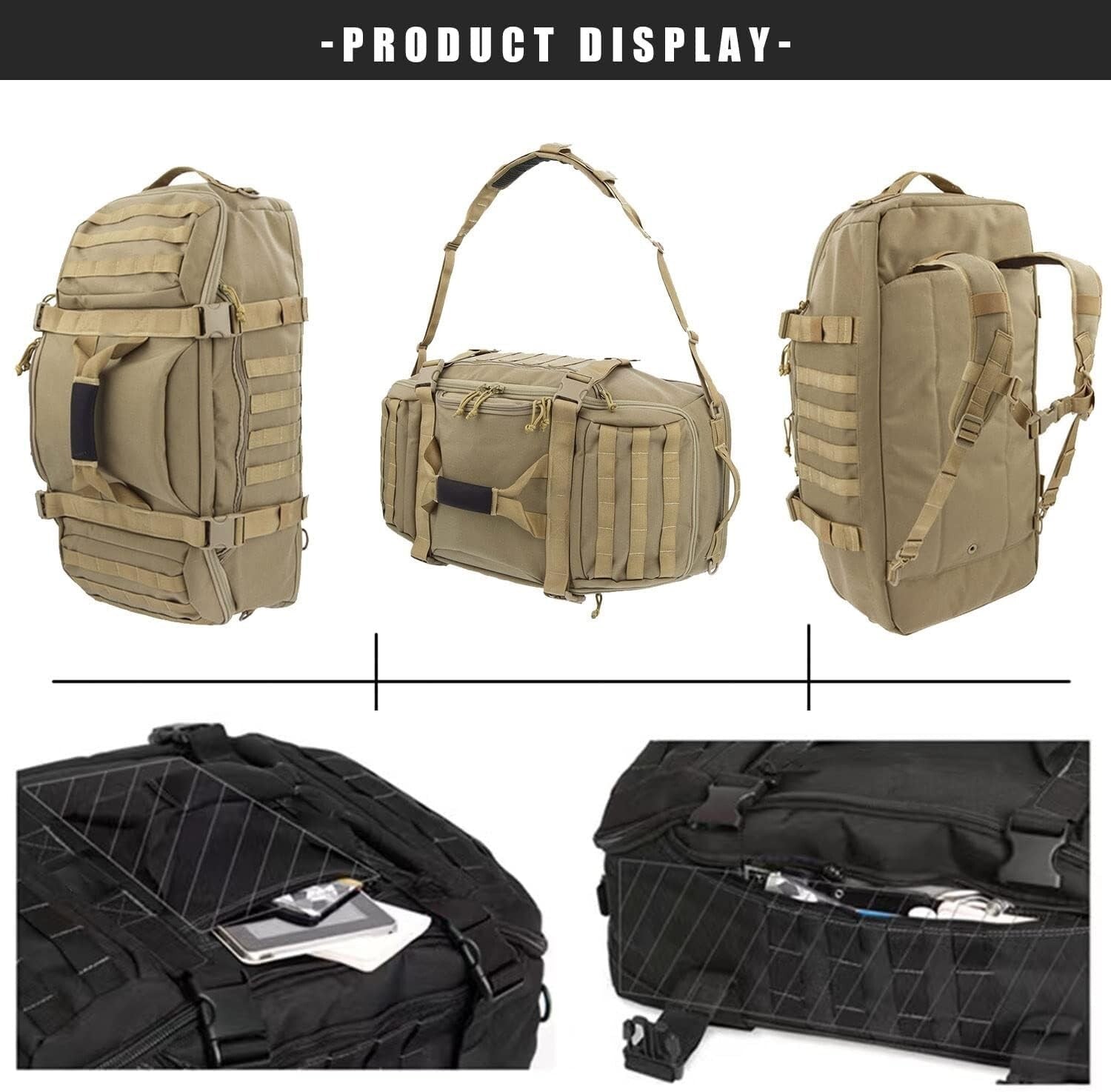 Durable Waterproof Gym Duffle Bag - 25L Tactical Backpack for Sports & Travel