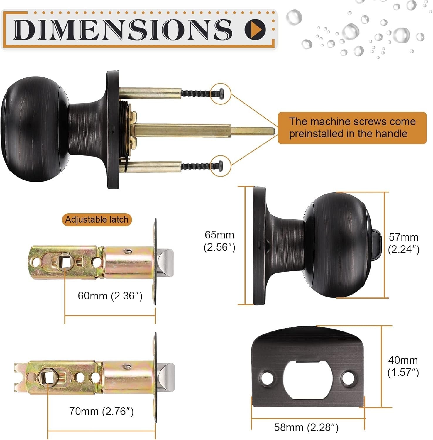 5 Pack Oil Rubbed Bronze Privacy Door Knobs - Easy Installation & Secure Lock