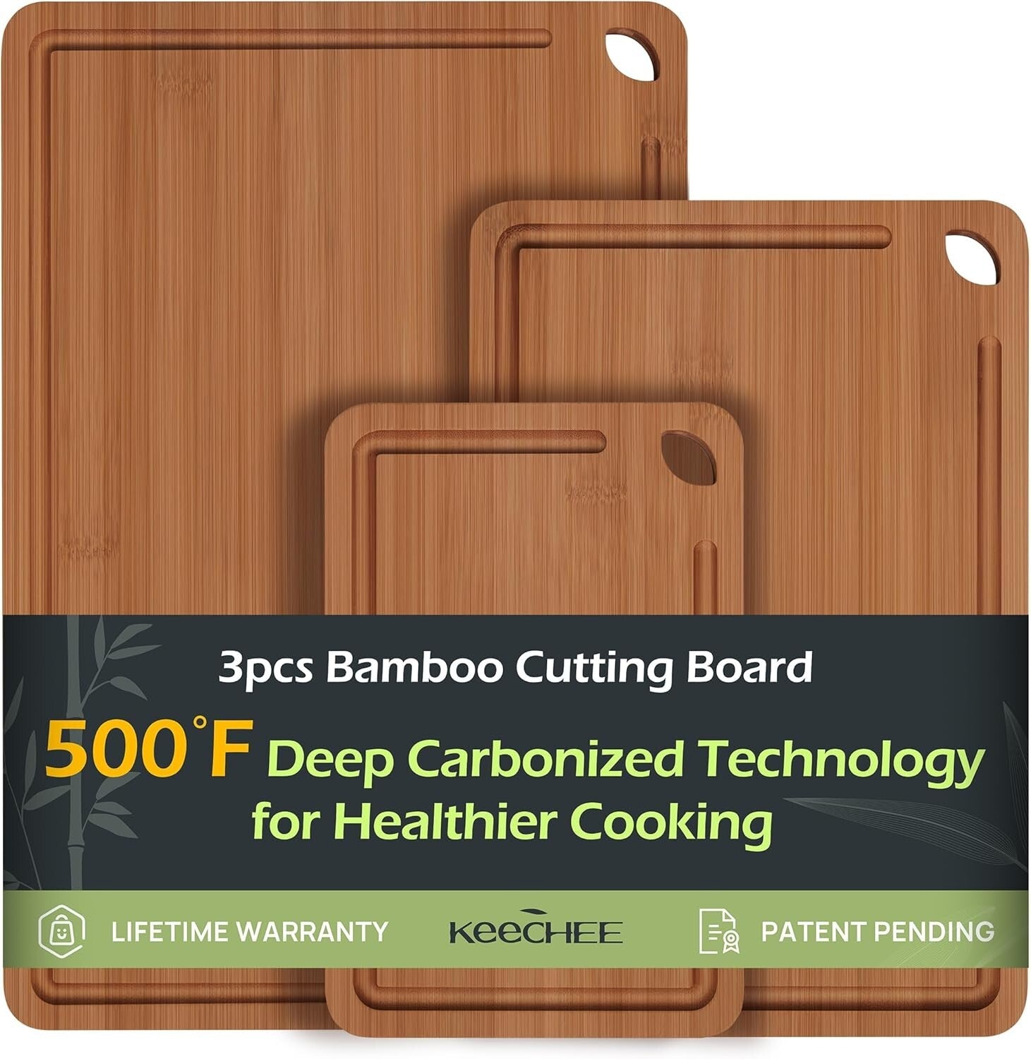 Rectangular Bamboo Chopping Board Set - Perfect for Meat, Veggies & Charcuterie