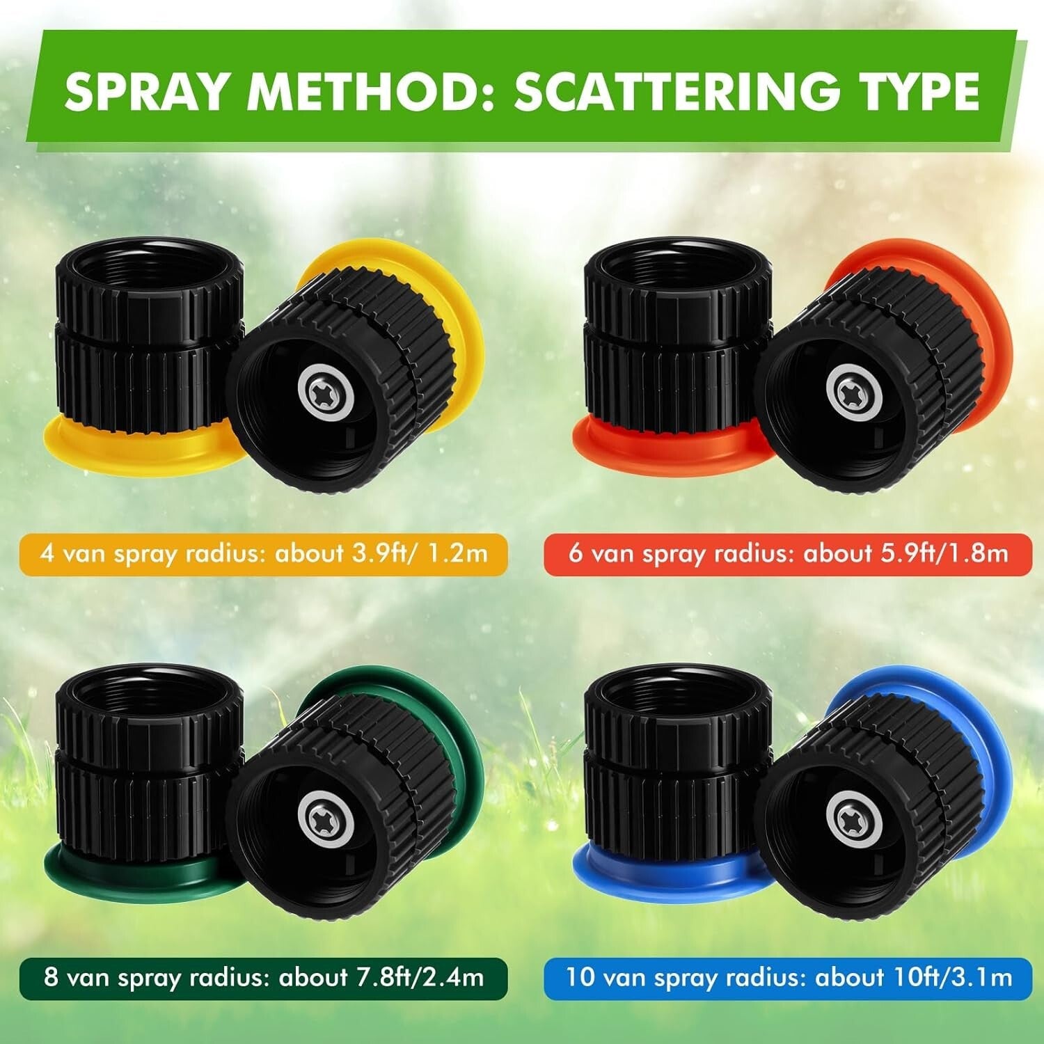 Efficient 16 Pcs Garden Sprinkler Heads - Save Water with Variable Arc Nozzles