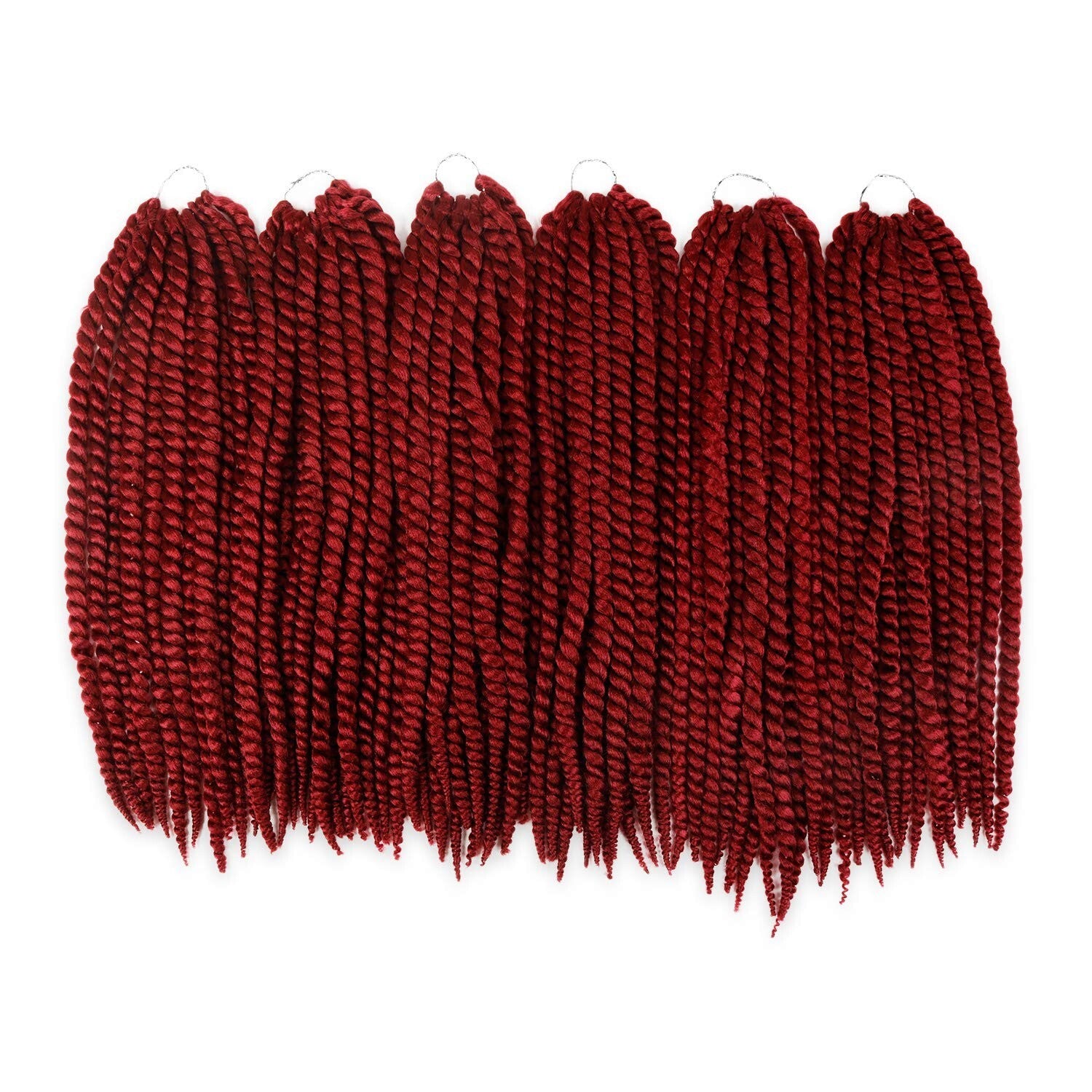 Tangle-Free Jumbo Senegalese Twist Braid Hair, 24 Inch Burgundy - 6 Pack Bundle