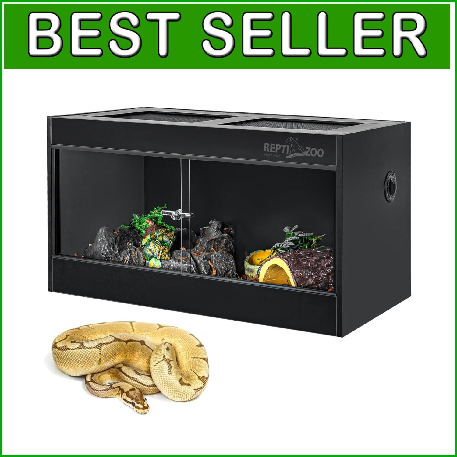 Durable PVC Reptile Lounge with Glass Door - 50 Gallon Tank for Snakes & Geckos