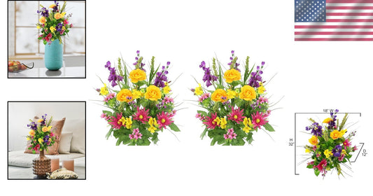 Elegant Spring Faux Flower Bouquet - 2pc Dahlia, Morning Glory & Ranunculus Mix
