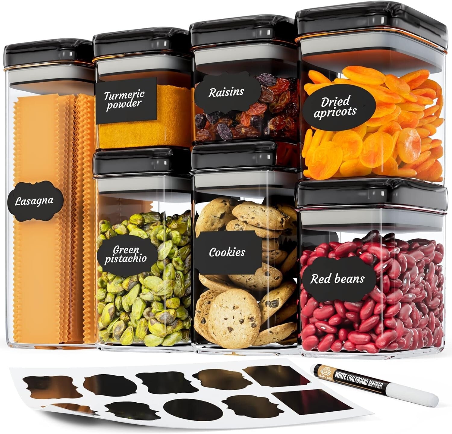 BPA-Free Kitchen Canisters - Extra Volume Airtight Containers with Flip Tops