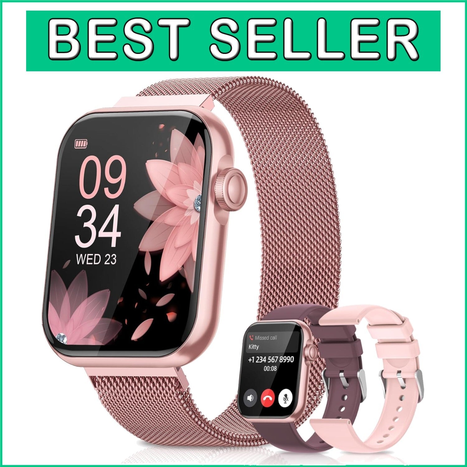Elegant 1.85'' Smart Watch for Women - Health & Fitness Tracker with 100+ Modes