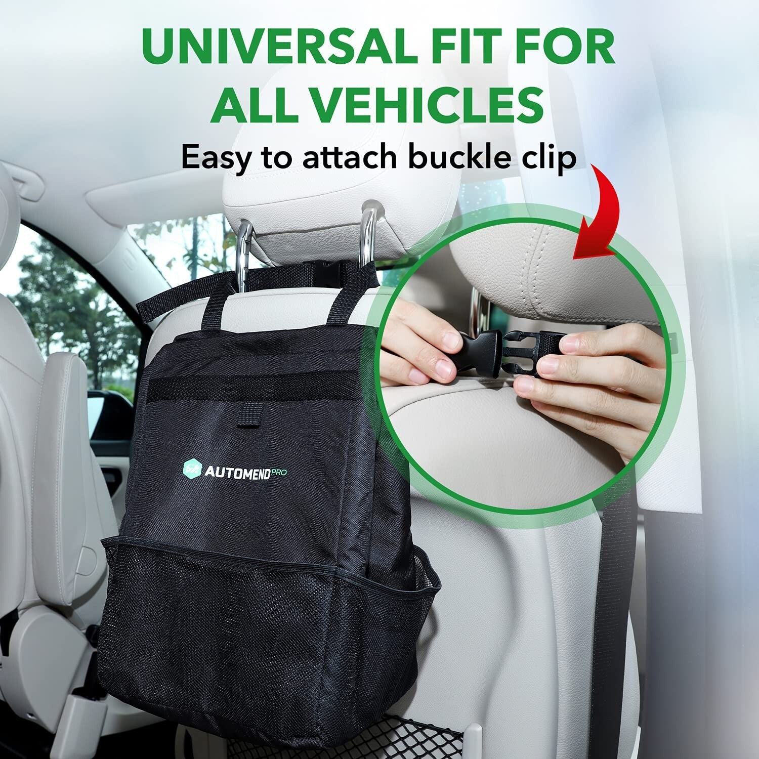 Innovative Hanging Car Trash Can - 6.6 Gallon with Pockets for Travel Essentials