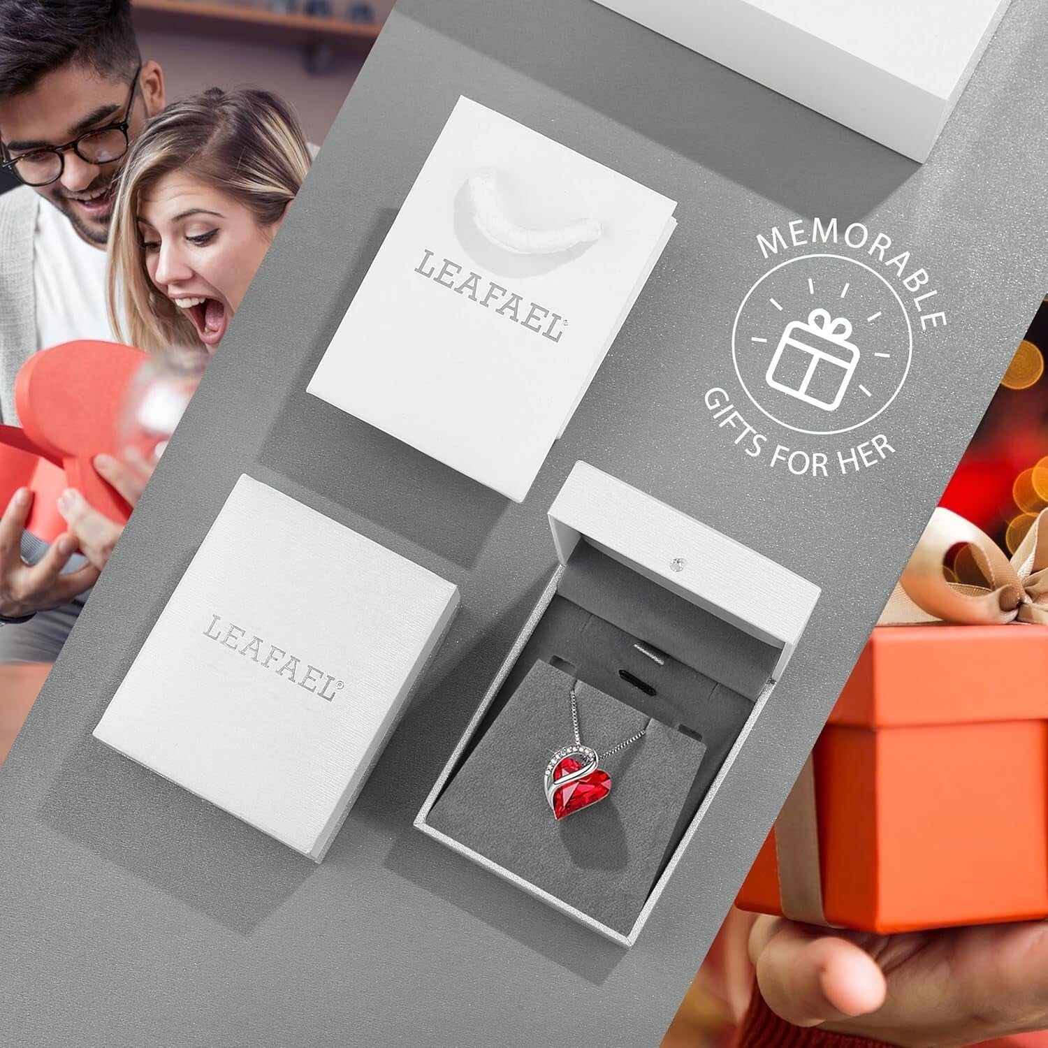 Delicate Heart Pendant with Ruby Birthstone Necklace - Elegant Gift for Her