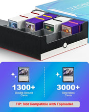 Load image into Gallery viewer, Premium 4-Row Card Storage Box with Magnetic Closure &amp; 24 Colorful Dividers