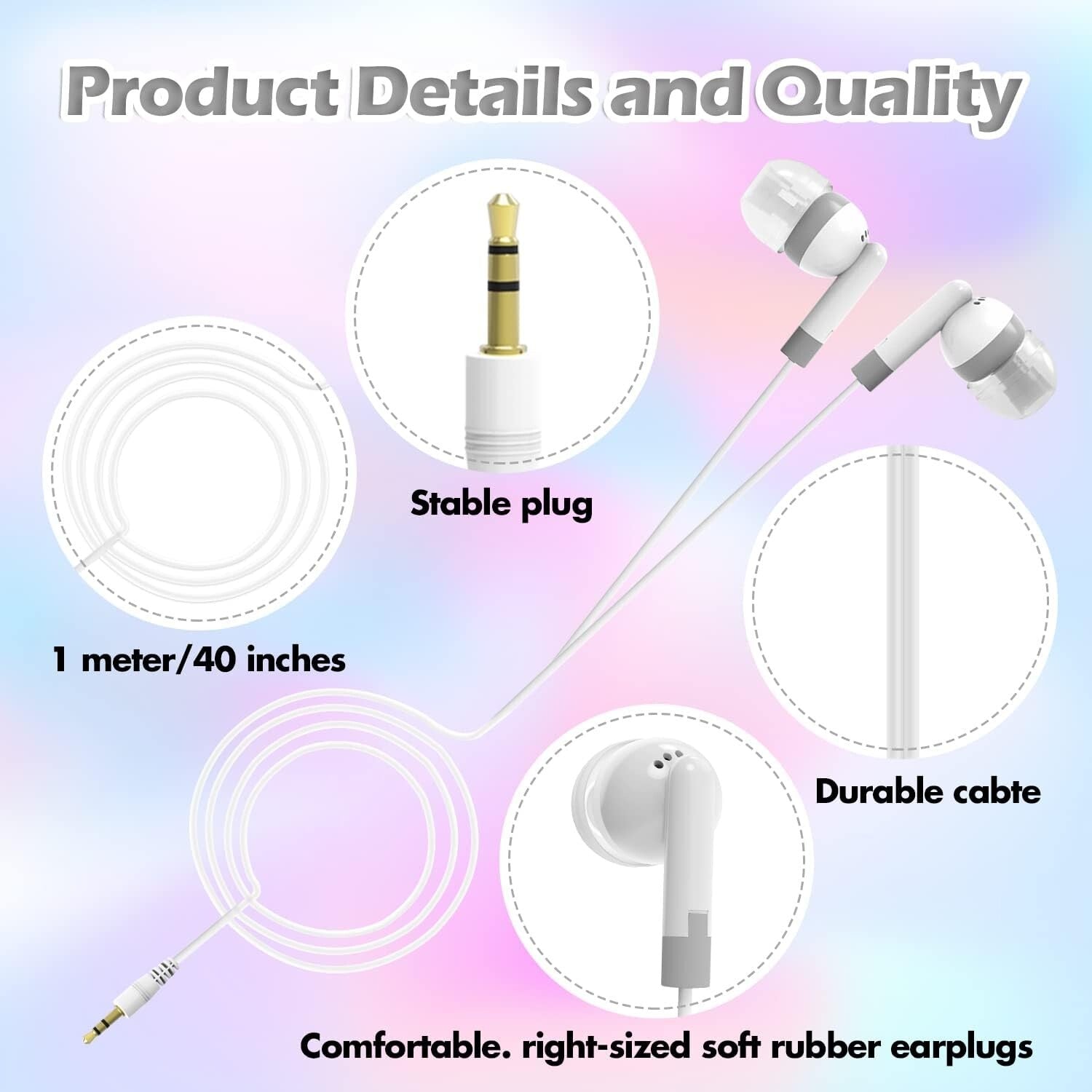 Affordable 100 Pack Earbuds with Rounded Tips - Perfect for Promotions & Gifting