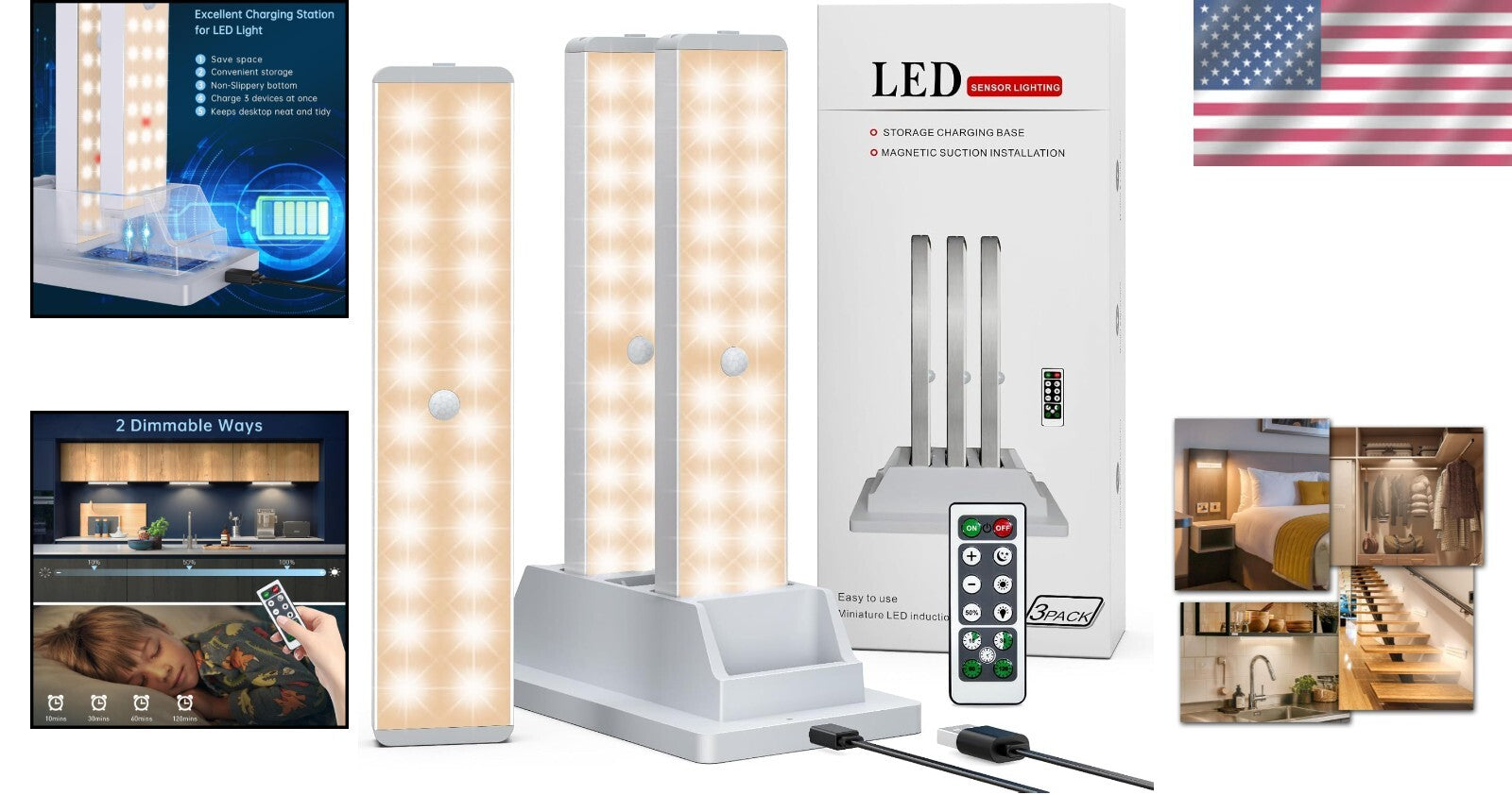 Wireless LED Closet Lights with Remote & Dimming - Perfect for Home Safety