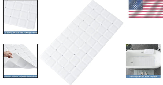 Foldable Non-Slip Bathtub Mat - 35.8x17.7 for Textured and Refinished Tubs