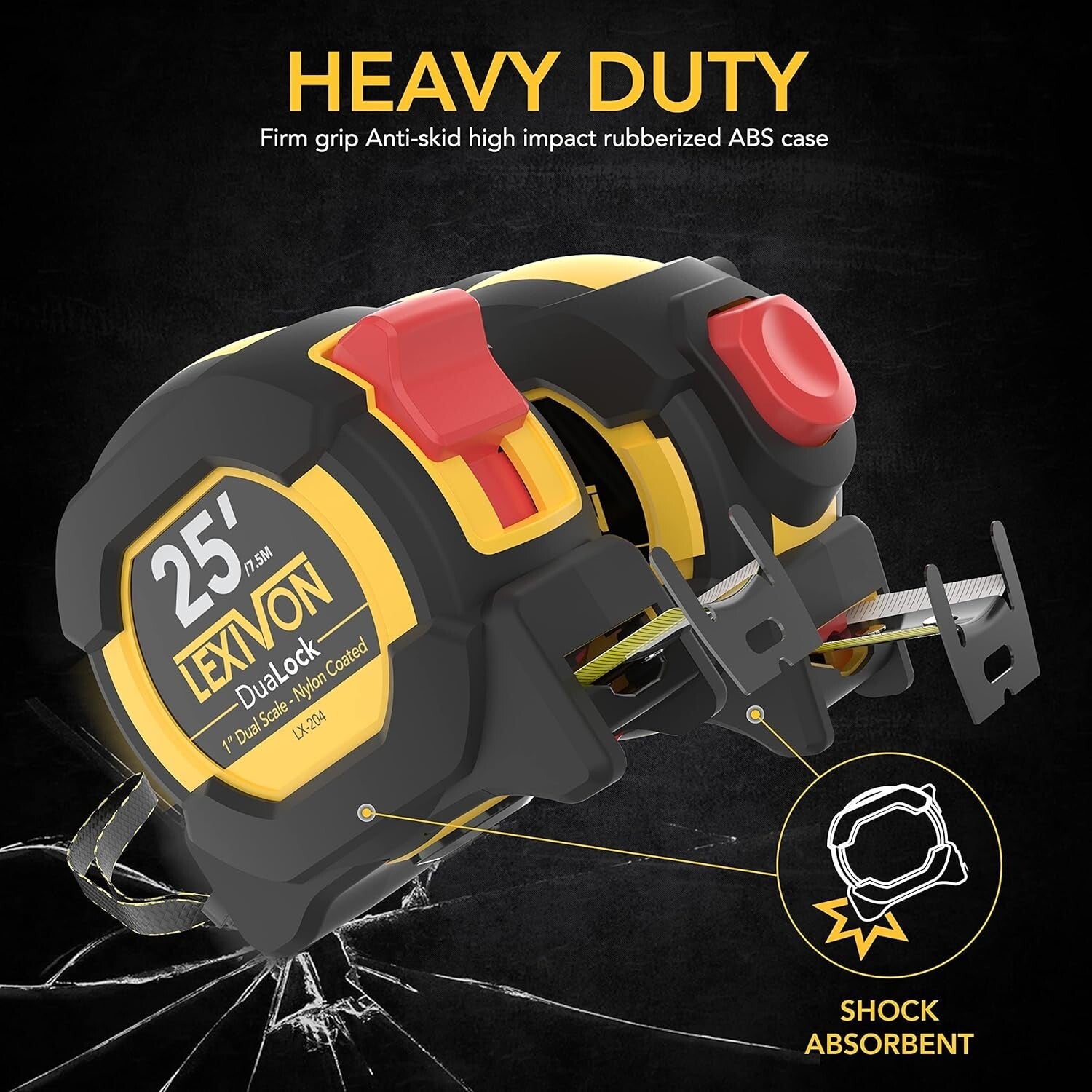 25Ft Nylon-Coated Tape Measure Set - 4-Pack with Precision DualLock Feature