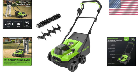 Multi-Function Lawn Dethatcher with 14-Inch Cutting Width & 5 Depth Settings