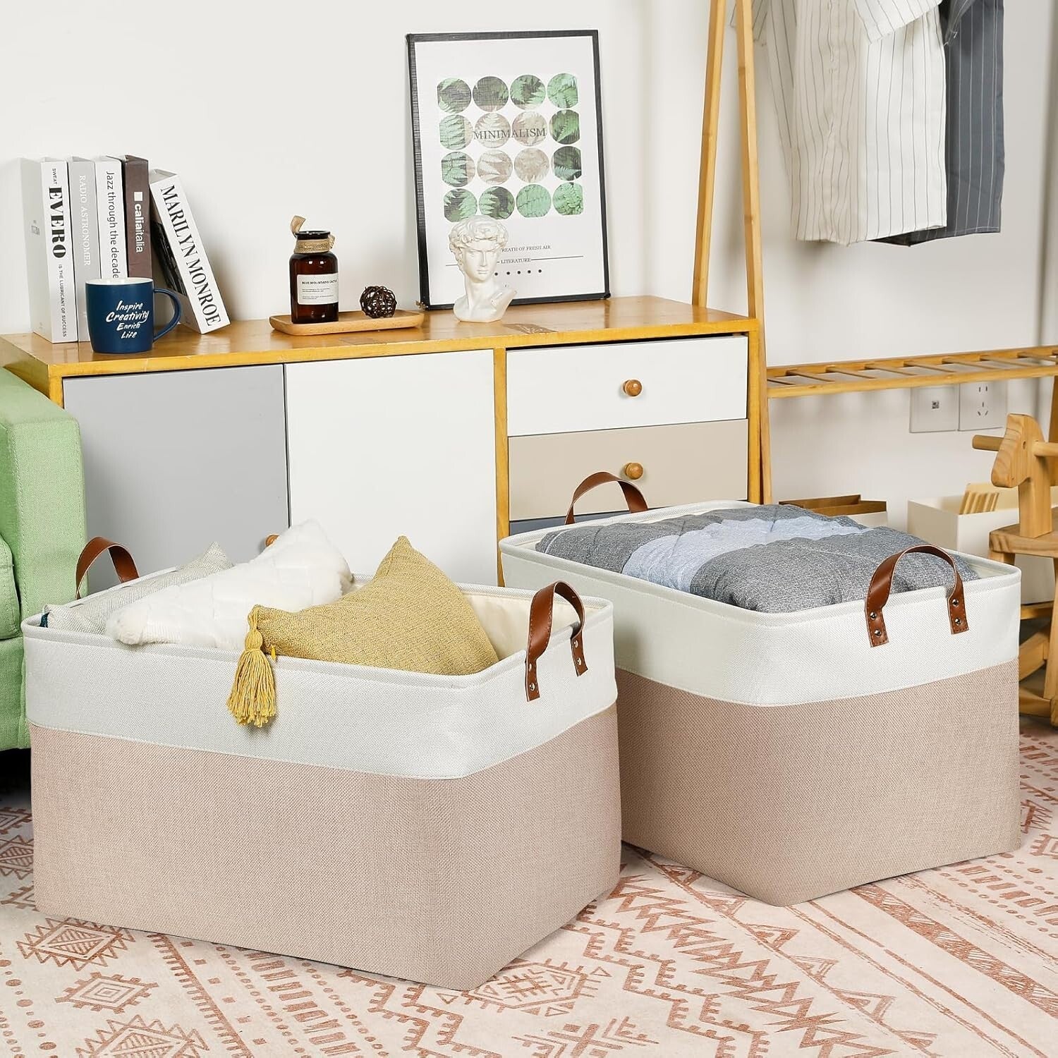 Extra Large Fabric Storage Baskets - 22" x 15" x 13" - Stylish Organization