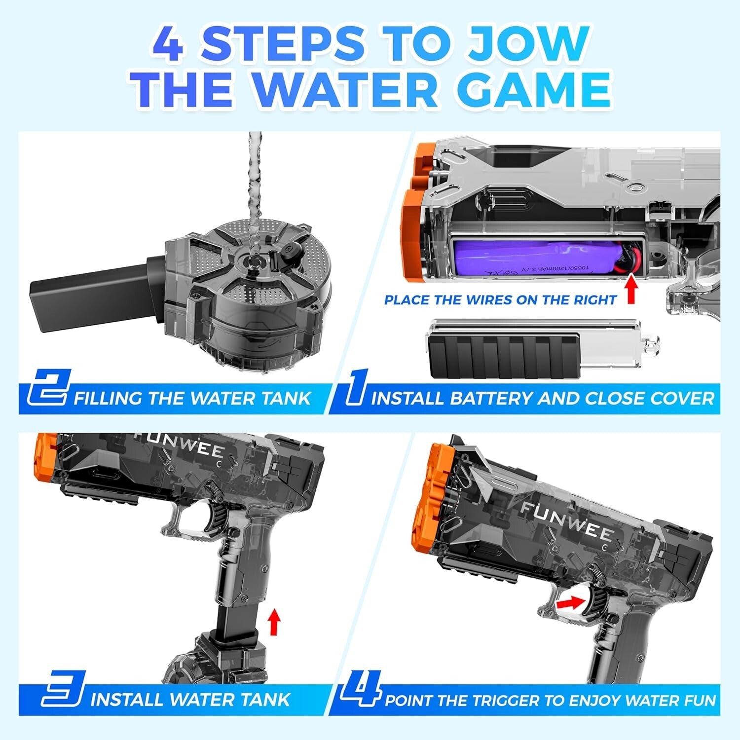 Full Automatic Water Pistol with 500+ Blasts - Summer Pool Toy, Easy Refill