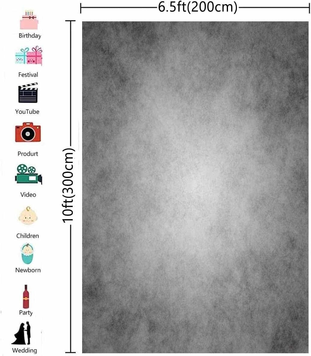 6.5x10ft Gray Abstract Photography Backdrop - Perfect for Portraits & Parties