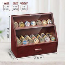 Load image into Gallery viewer, Solid Wood Coin Display Case - Holds 100 Military Medals, No Assembly Required