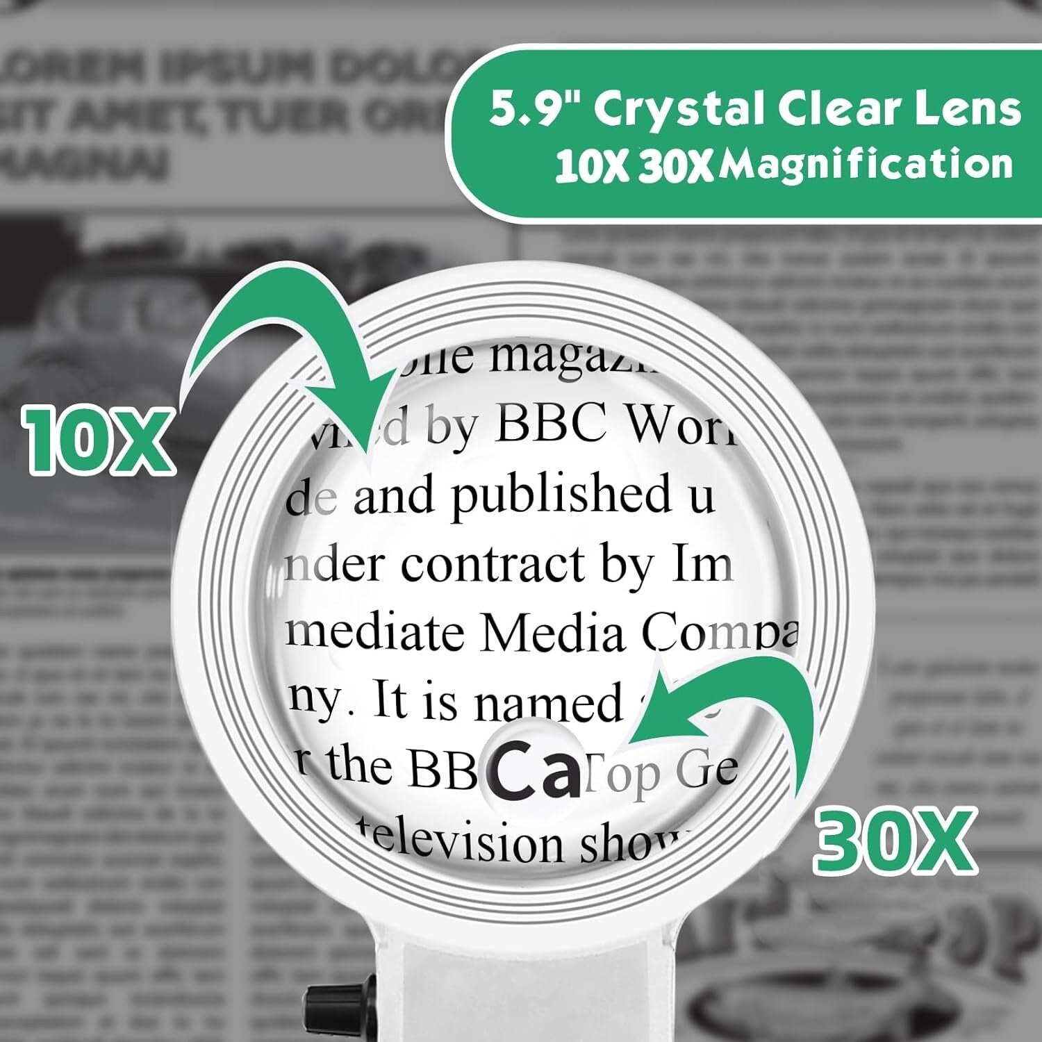 Adjustable 10X 30X LED Magnifying Glass with Stand - Perfect for Sewing & Crafts