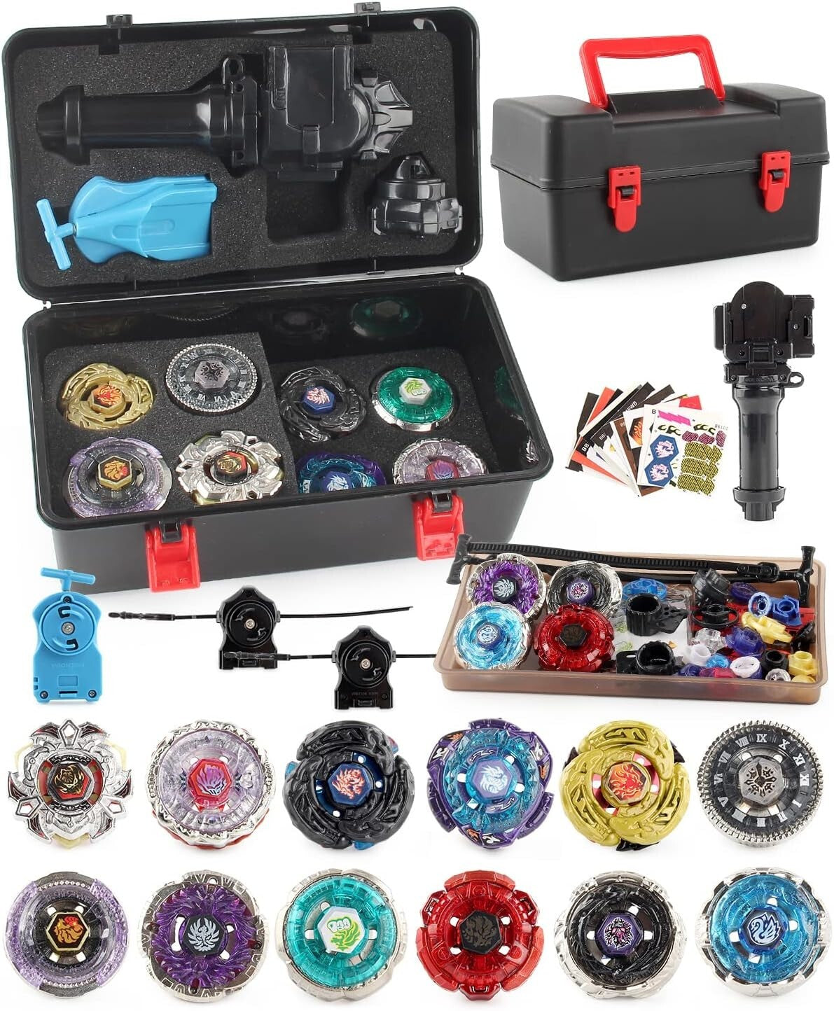 Battling Top Toy Set with 12 Spinning Tops & 3 Launchers - Gift for Kids Ages 6+